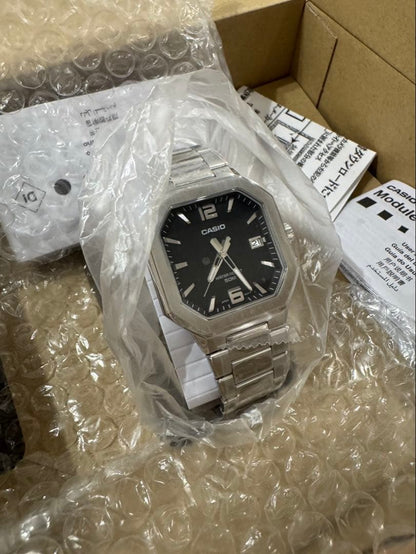 Casio MTP-B195D-1AV Square Bezel Black Dial Quartz Watch