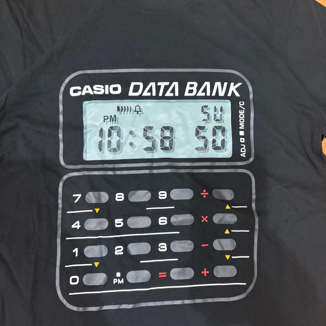 Casio Data Bank Print T-Shirt Y2K Design Oversized Black Casual Top Japan Import