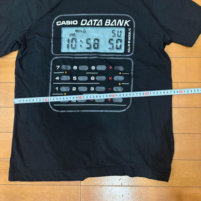 Casio Data Bank Print T-Shirt Y2K Design Oversized Black Casual Top Japan Import