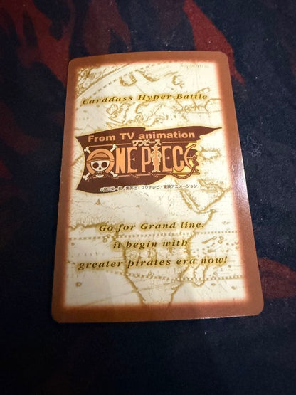 Used One Piece Luffy Pirate Group Fireworks collectible card game from 2001 Japan import with visible wear