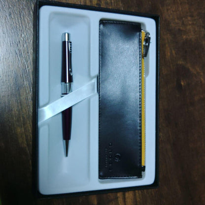 Cross Pen Set with Leather Case and Ballpoint Pen in Red