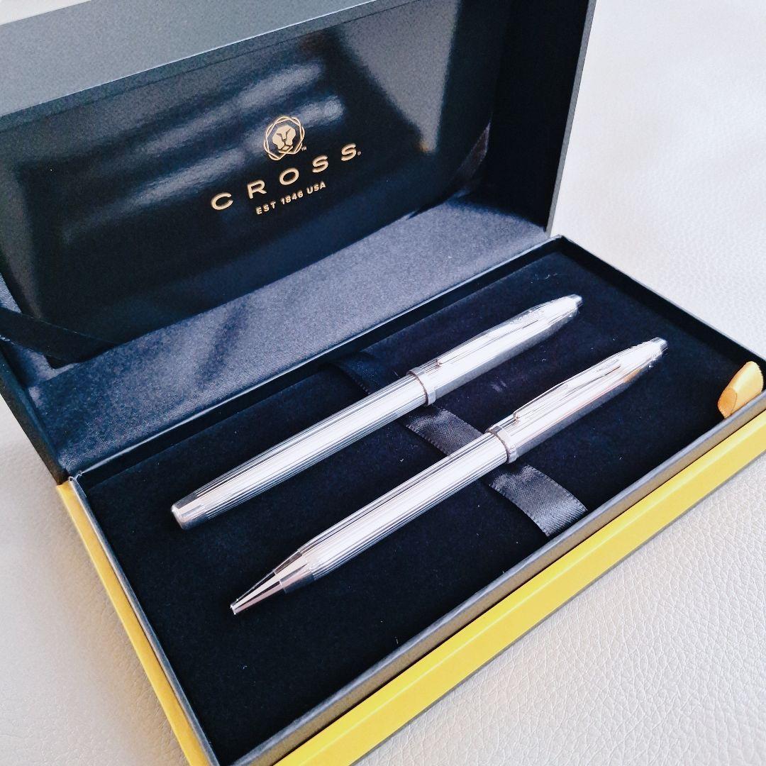 Cross Century II sterling silver fountain pen with 18K gold nib and ballpoint pen twist mechanism set