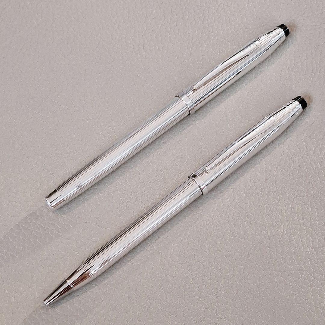 Cross Century II sterling silver fountain pen with 18K gold nib and ballpoint pen twist mechanism set