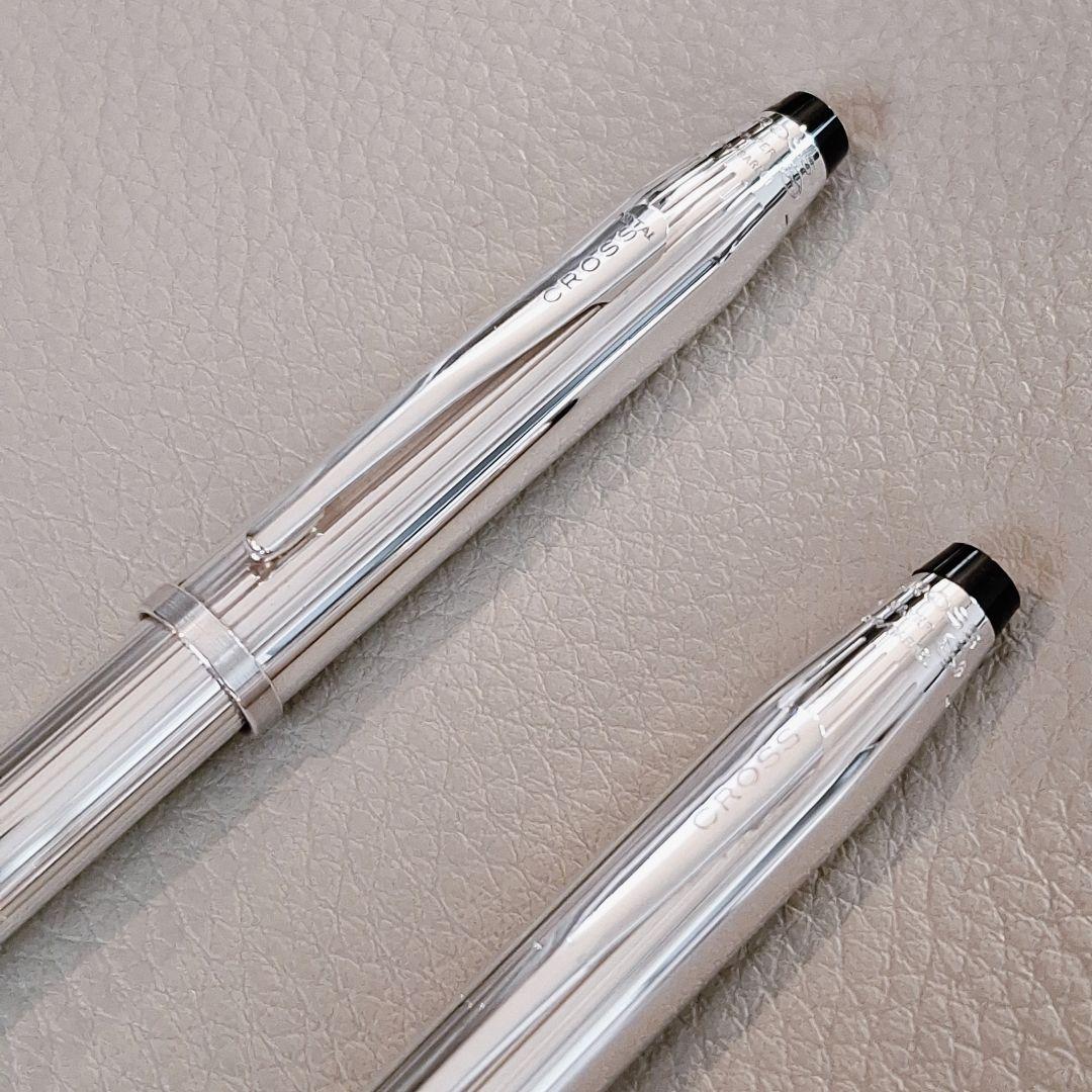 Cross Century II sterling silver fountain pen with 18K gold nib and ballpoint pen twist mechanism set