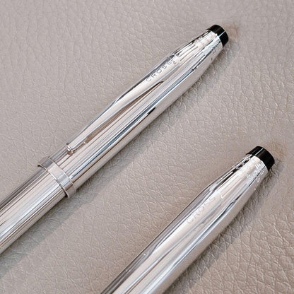 Cross Century II sterling silver fountain pen with 18K gold nib and ballpoint pen twist mechanism set