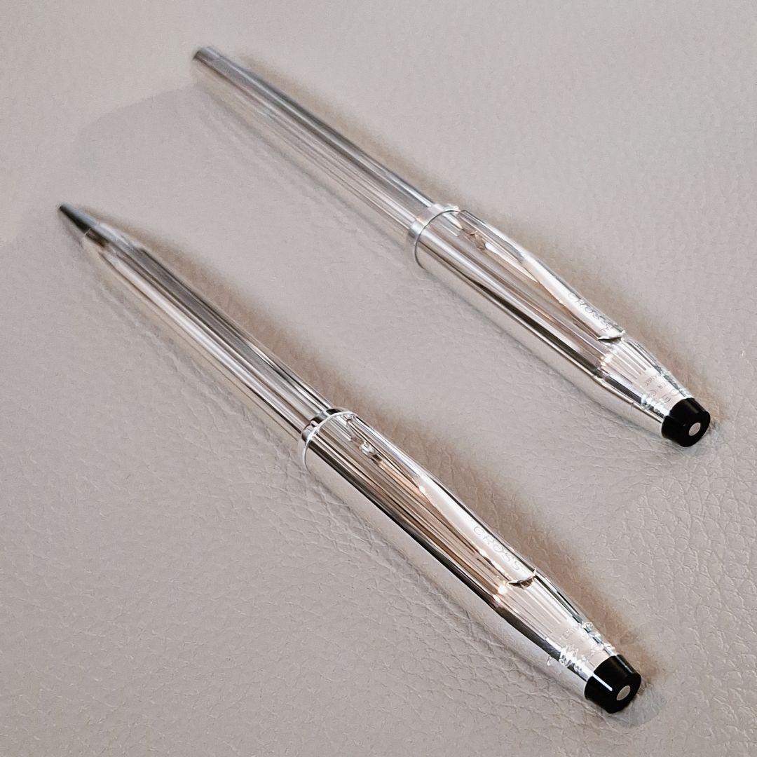 Cross Century II sterling silver fountain pen with 18K gold nib and ballpoint pen twist mechanism set