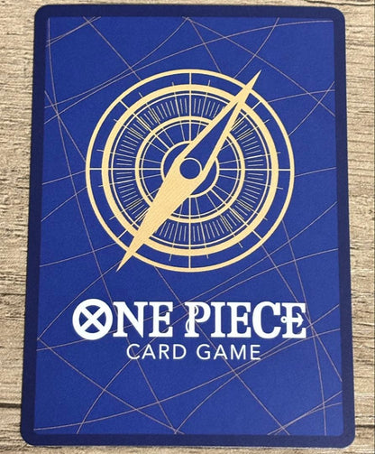 One Piece Monkey D. Luffy R Parallel card from The God's Island Adventure set with Japanese text and visible wear