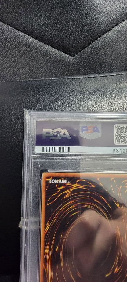 Yu-Gi-Oh! E Hero Chaos Neos Relief PSA 10 graded card with protective case showing minor scratches