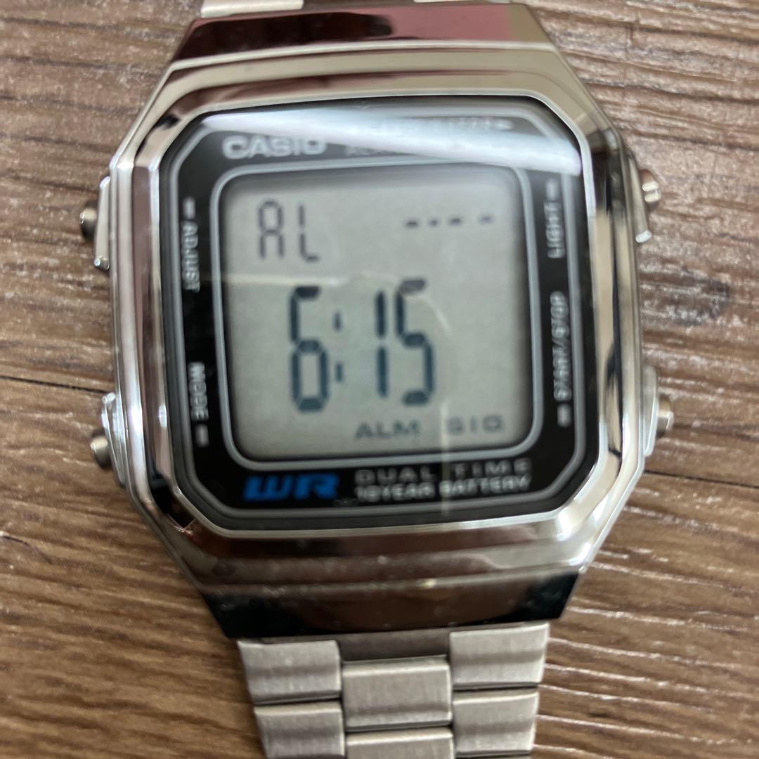 Casio A178W Digital Watch Silver Vintage Retro Display 10-Year Battery — Japan Import