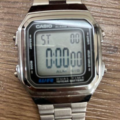 Casio A178W Digital Watch Silver Vintage Retro Display 10-Year Battery — Japan Import