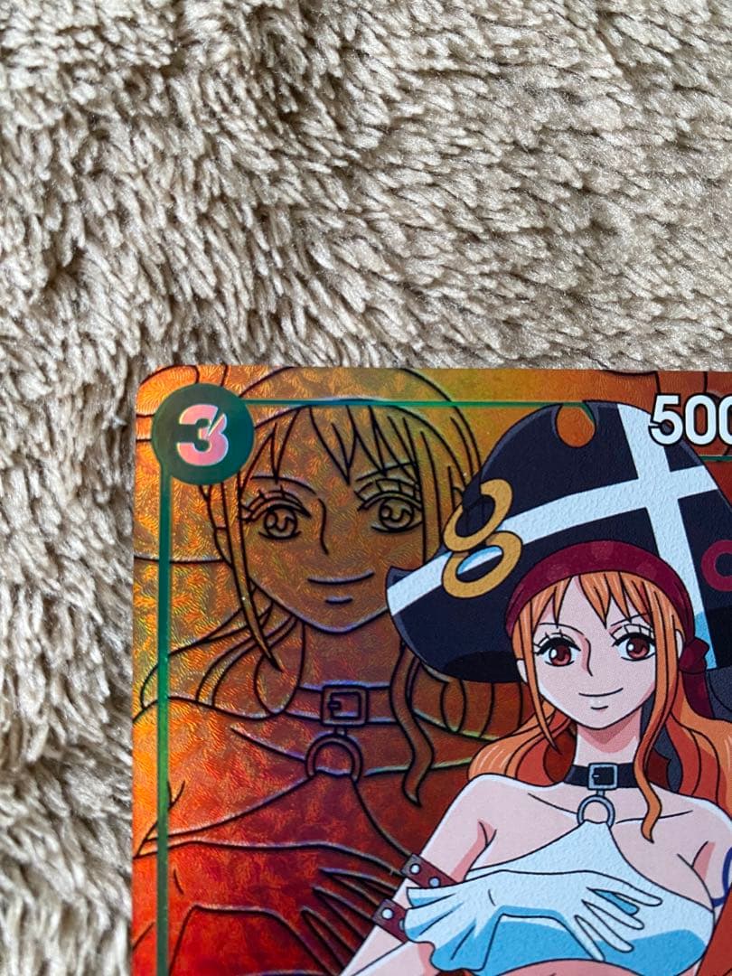 One Piece Nami parallel trading card OP02-036 featuring green attribute and 5000 power