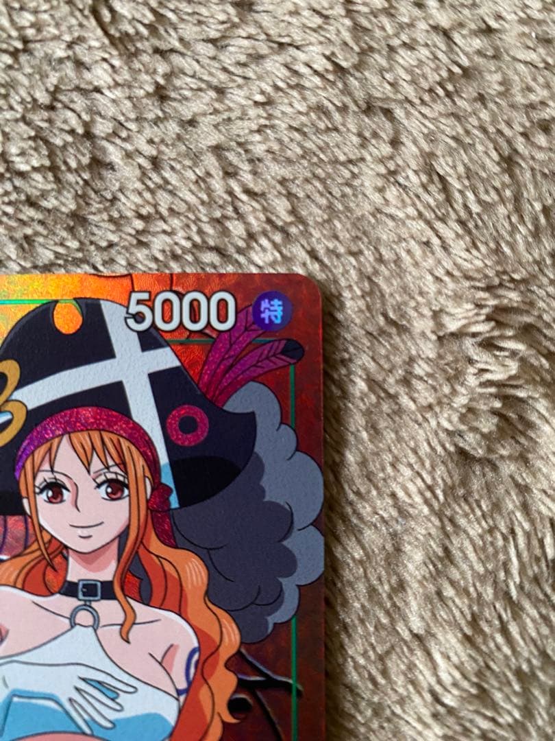 One Piece Nami parallel trading card OP02-036 featuring green attribute and 5000 power