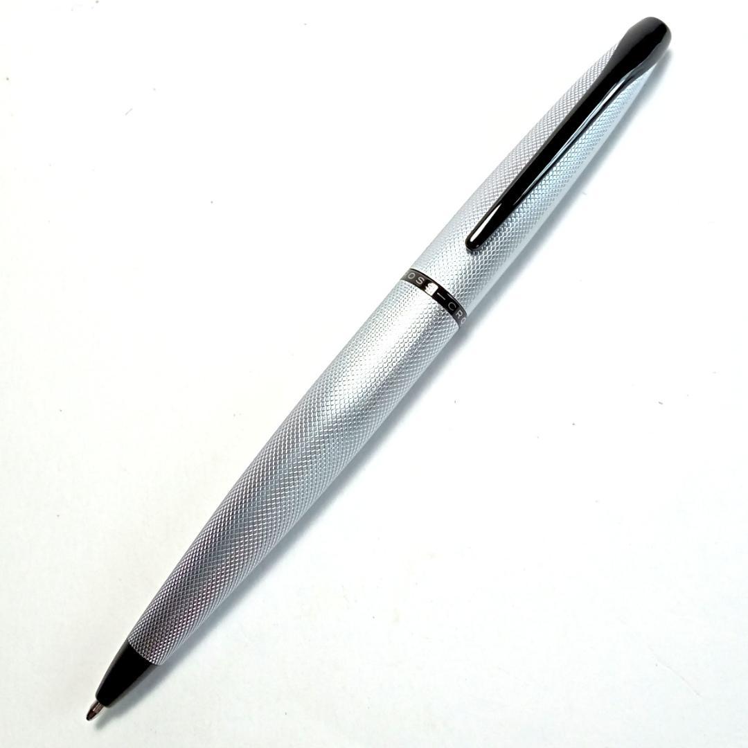 Cross ATX Model 882-43 Ballpoint Pen with Brushed Chrome Finish and Diamond Pattern