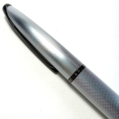 Cross ATX Model 882-43 Ballpoint Pen with Brushed Chrome Finish and Diamond Pattern