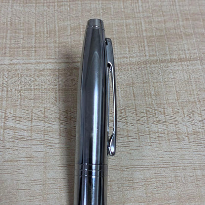 Cross brand silver ballpoint pen with matching case displayed on white background