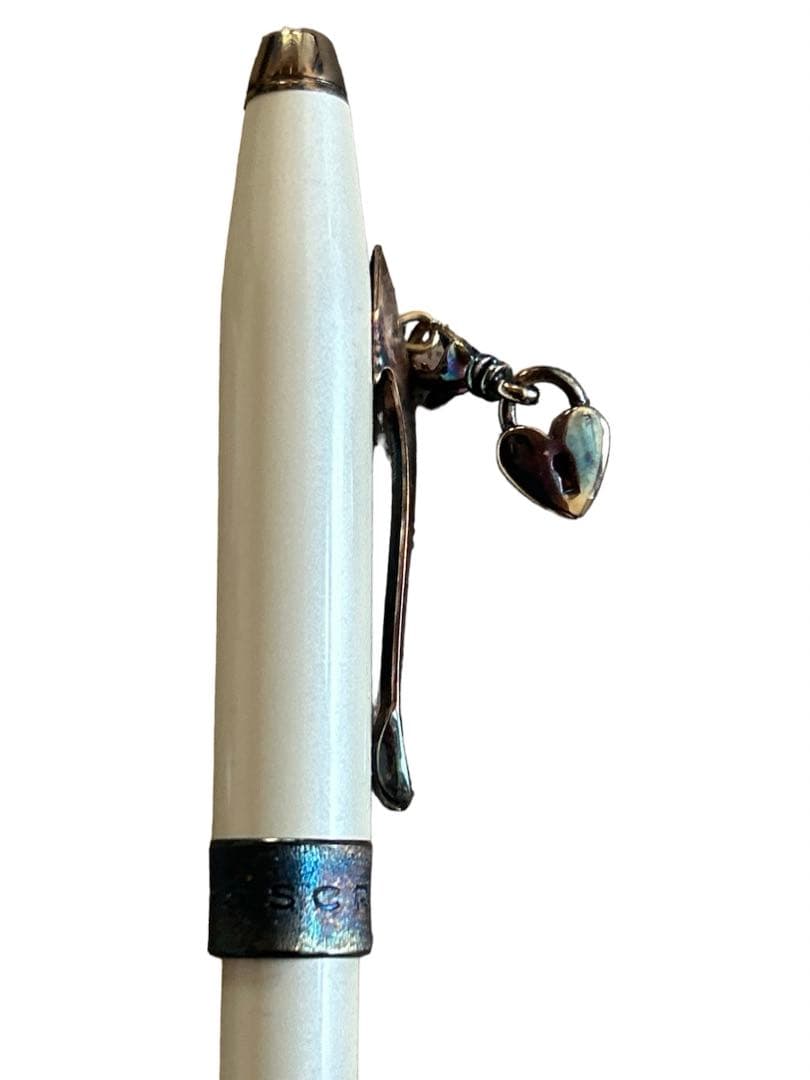 CROSS Brand White Pen and Leather Pen Case Set