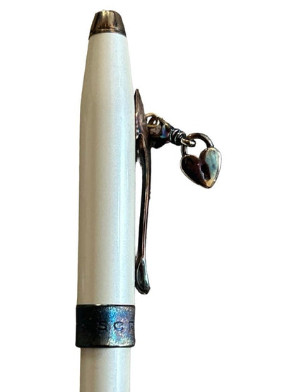 CROSS Brand White Pen and Leather Pen Case Set