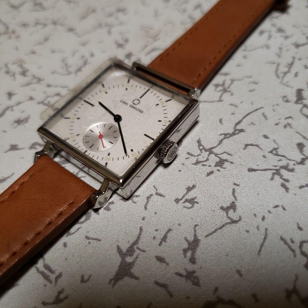 Casio Carl Edmond Quartz Watch Unisex Silver Dial Square Leather Band Japan Import