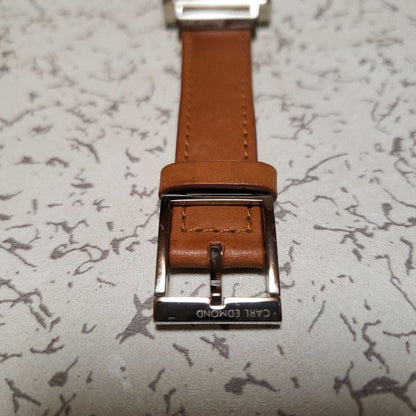 Casio Carl Edmond Quartz Watch Unisex Silver Dial Square Leather Band Japan Import