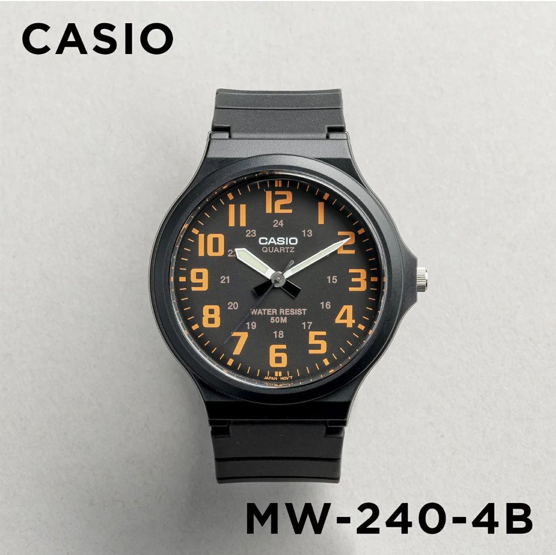 Casio Collection Standard MW-240-4B Analog Watch with Orange Dial and Black Resin Band — Japan Import