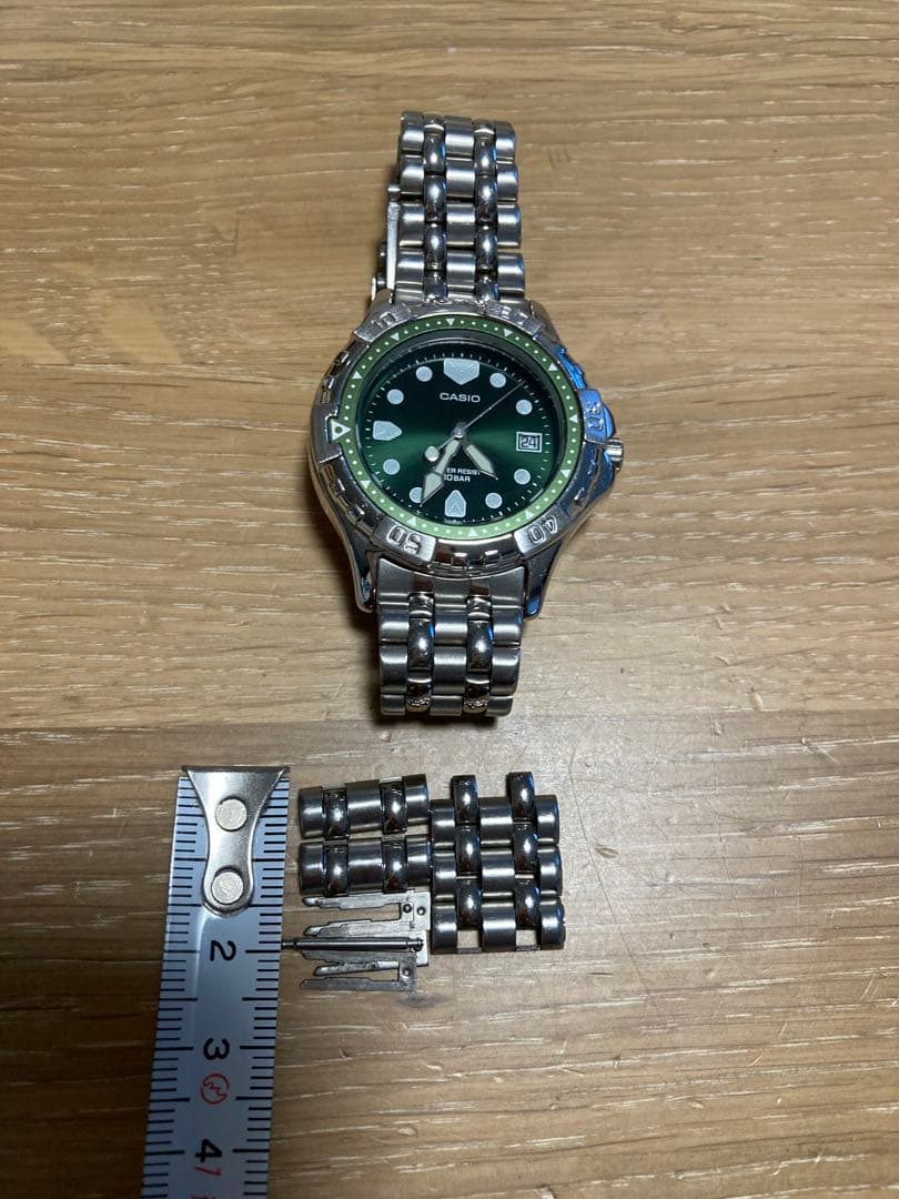 Casio Green Dial Quartz Watch with 100m Water Resistance