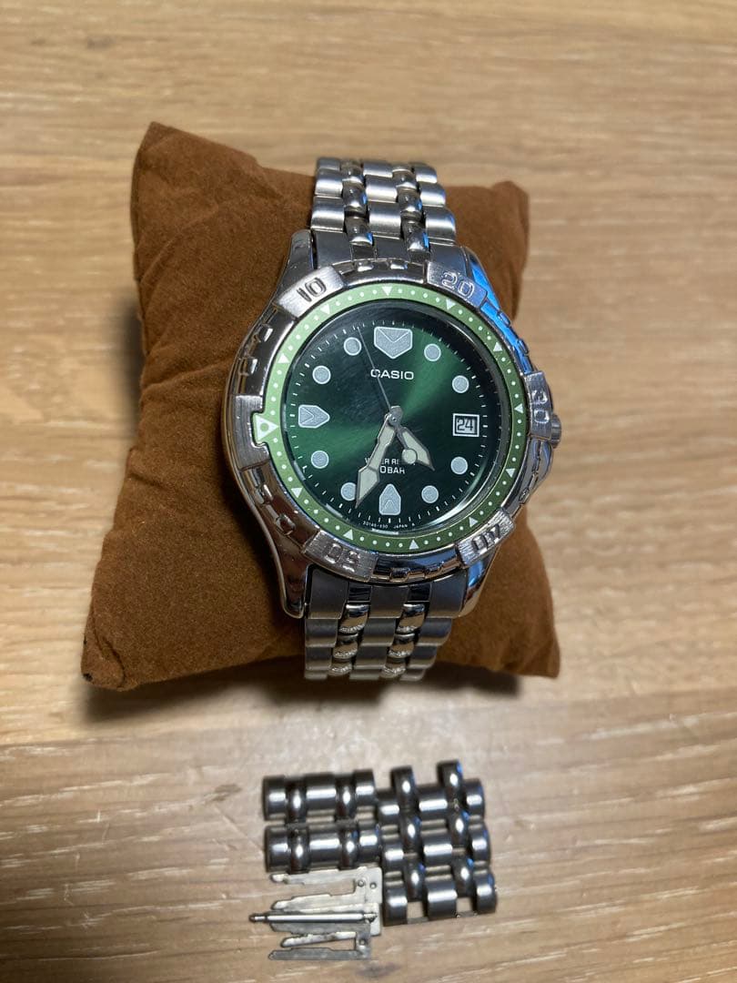 Casio Green Dial Quartz Watch with 100m Water Resistance