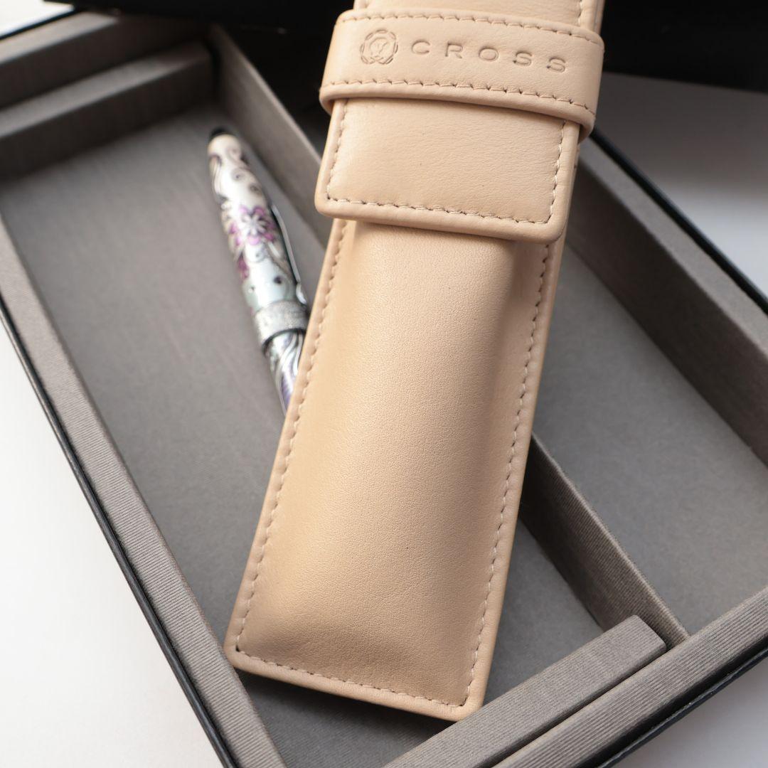 Cross Flower Pattern Ballpoint Pen Leather Case by CROSS — Japan Import