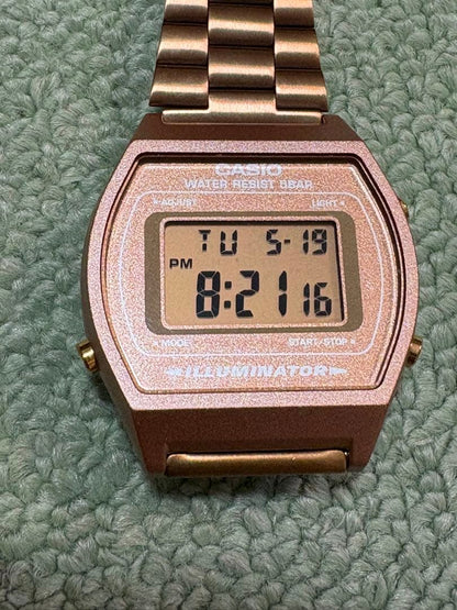 Casio B640-WC-5A Rose Gold Digital Watch with Stopwatch and Alarm — Japan Import
