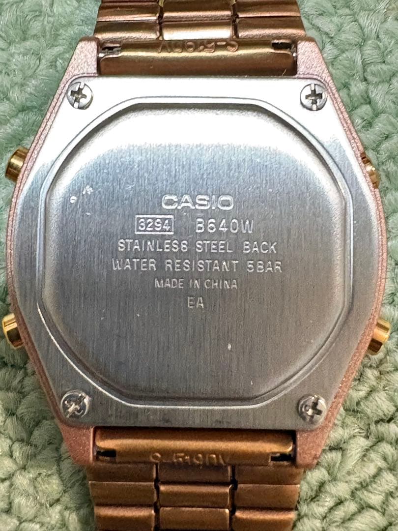 Casio B640-WC-5A Rose Gold Digital Watch with Stopwatch and Alarm — Japan Import