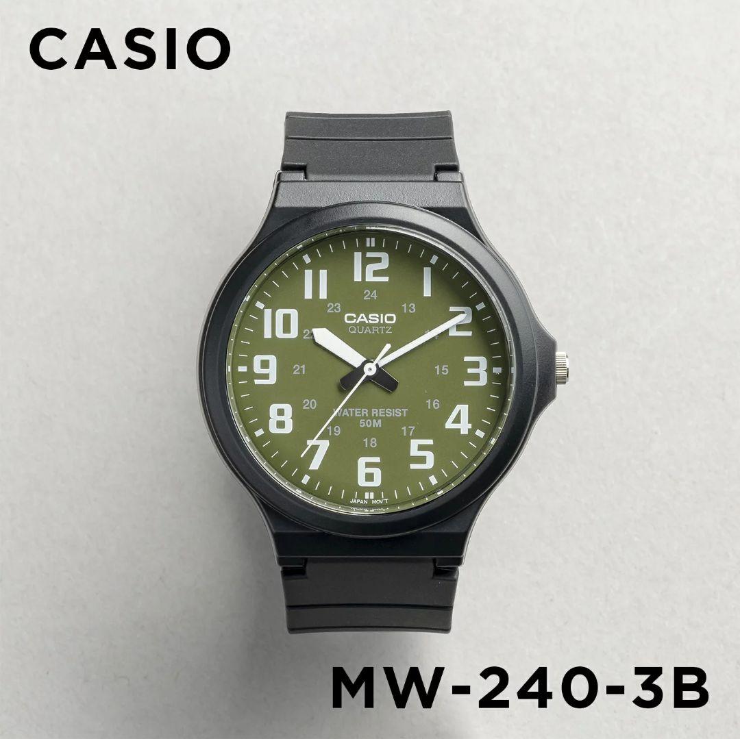 Casio Collection Standard MW-240-3B Analog Watch with Large Dial, Black Resin Band — Japan Import