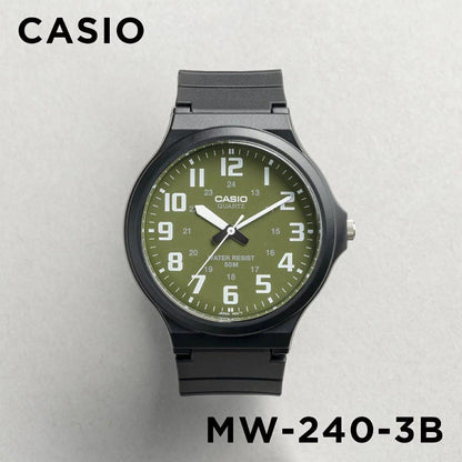 Casio Collection Standard MW-240-3B Analog Watch with Large Dial, Black Resin Band — Japan Import