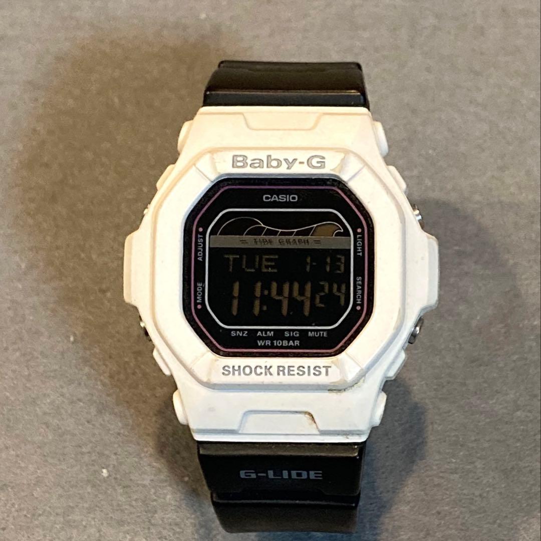 Casio Baby-G BLX-5600 G-LIDE Digital Watch Square Face Tide Graph White/Black — Japan Import