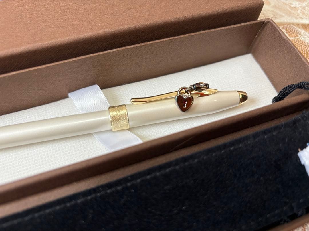 Cross Ballpoint Pen with Heart and Key Charms