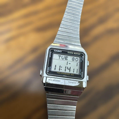 Casio Data Bank Digital Watch with Silver Metal Strap