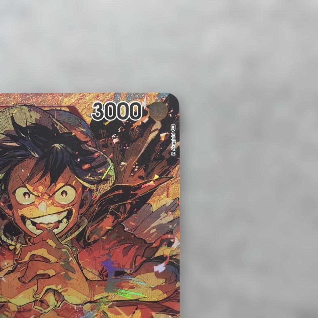 One Piece Monkey D Luffy OP01-024 trading card featuring Monkey D Luffy with 3000 power and straw hat crew