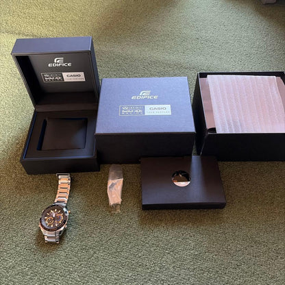 Casio Edifice Red Blue Radio Wave Solar Watch