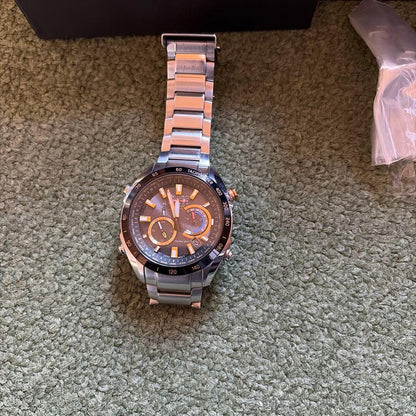Casio Edifice Red Blue Radio Wave Solar Watch