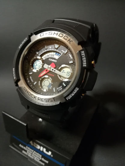 Casio G-Shock AW-590-1AJF Digital Analog Watch with Silver Metal Bezel — Japan Import