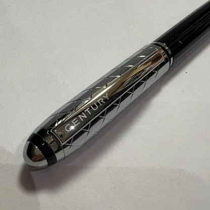 Century Cross Aurora Pen Silver Black Diamond Cut Design