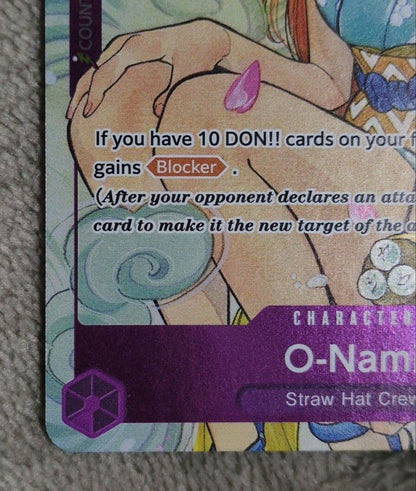 Onami One Piece card game overseas edition Japan import showing card OP05-062 illustrated by Peach Momoko
