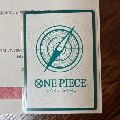 One Piece Nika Don Card Gear 5th collectible card in original sleeve with winning letter from Japan