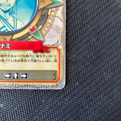 One Piece Nami WRSR Rare Wari Berri trading card with power 2800 and stats displayed