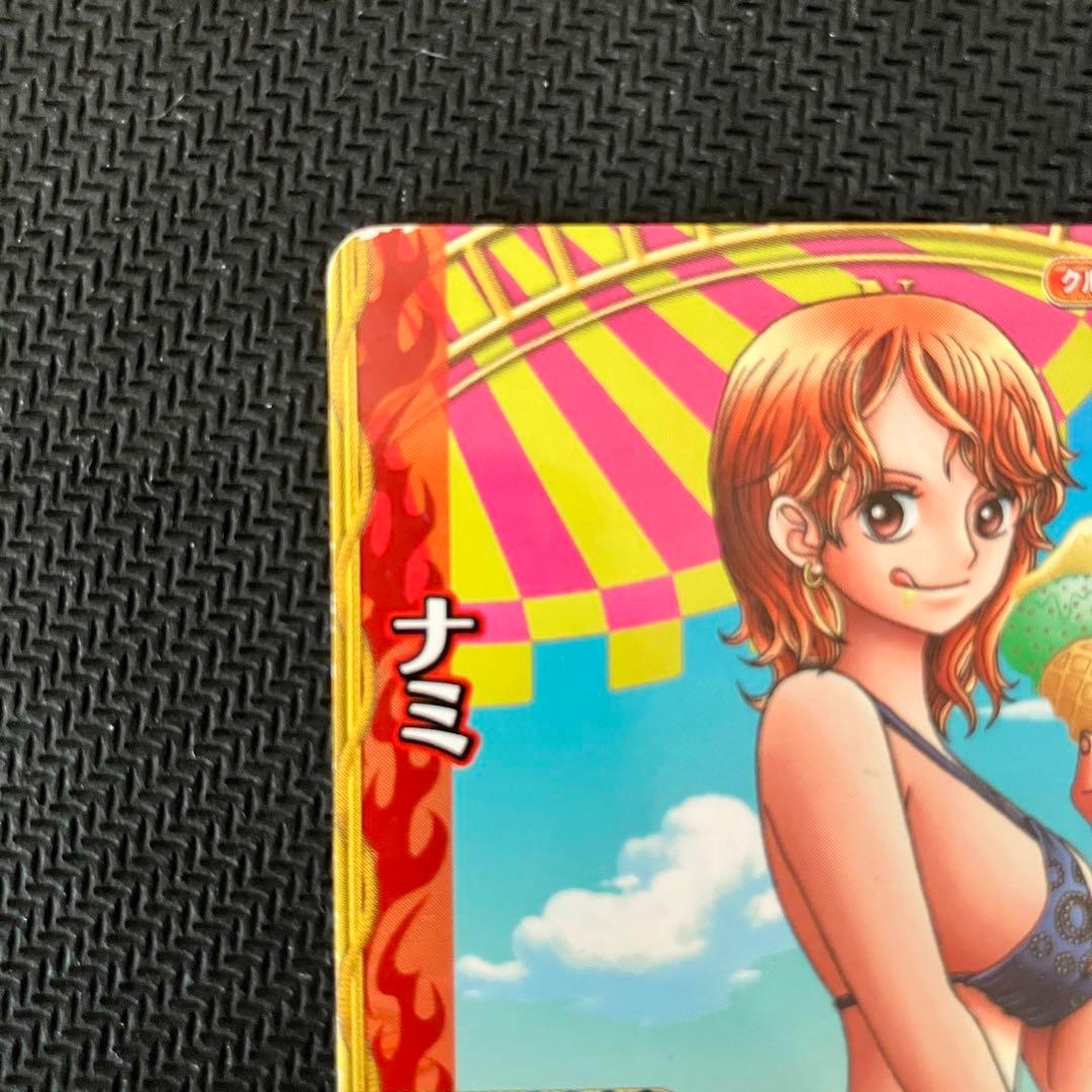 One Piece Nami WRSR Rare Wari Berri trading card with power 2800 and stats displayed