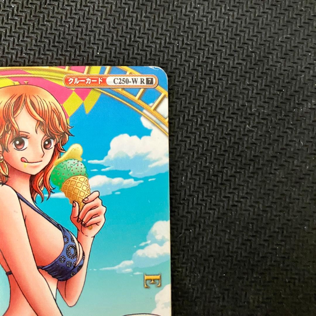 One Piece Nami WRSR Rare Wari Berri trading card with power 2800 and stats displayed