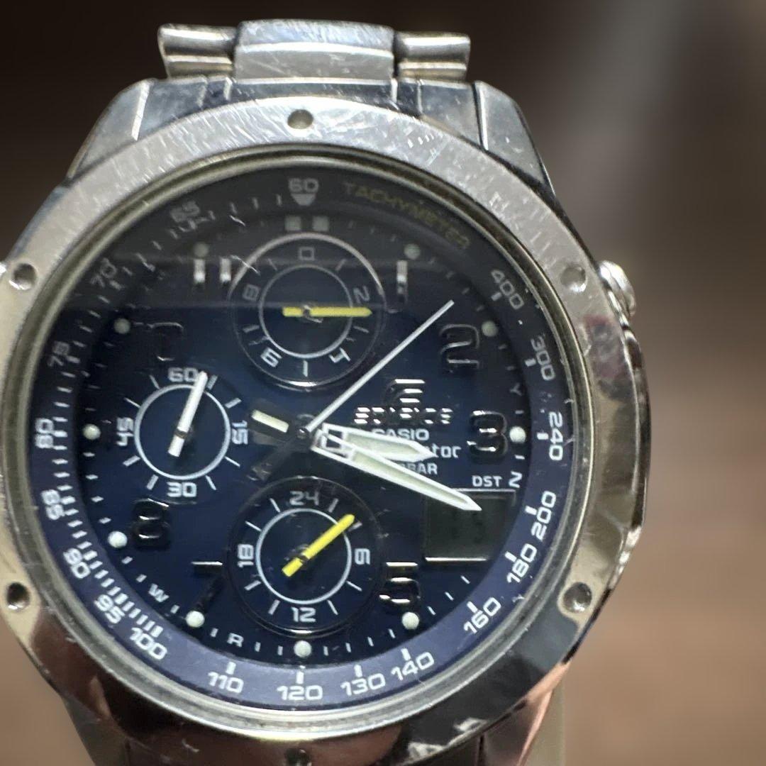 Casio Series EQW-700 Chronograph Watch with Navy Dial and Stainless Steel Bracelet — Japan Import