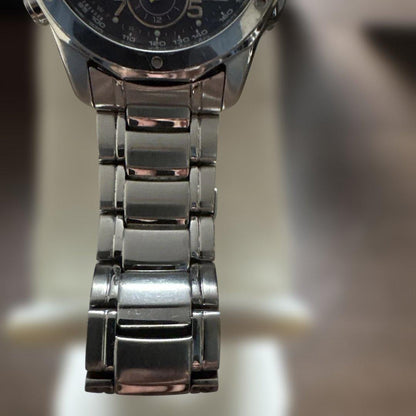 Casio Series EQW-700 Chronograph Watch with Navy Dial and Stainless Steel Bracelet — Japan Import
