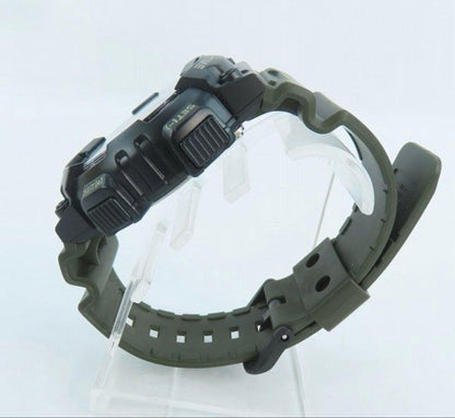 Casio World Time Watch with Dark Green Rubber Strap