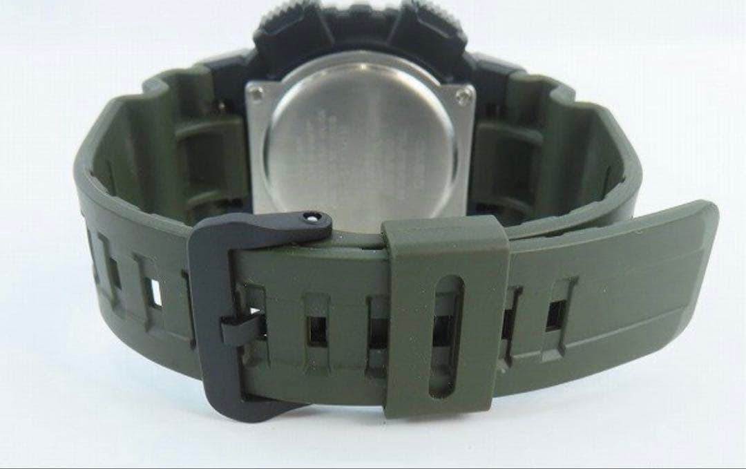 Casio World Time Watch with Dark Green Rubber Strap
