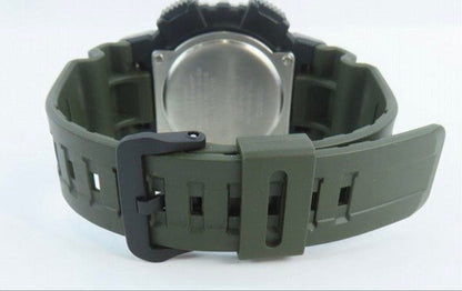 Casio World Time Watch with Dark Green Rubber Strap