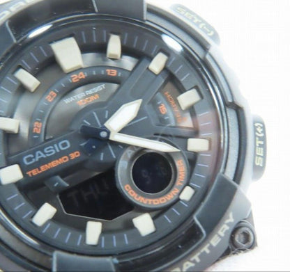 Casio World Time Watch with Dark Green Rubber Strap